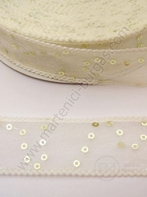 Panglică ecru 26mm cu paiete 1 pachet 5 metri 451408