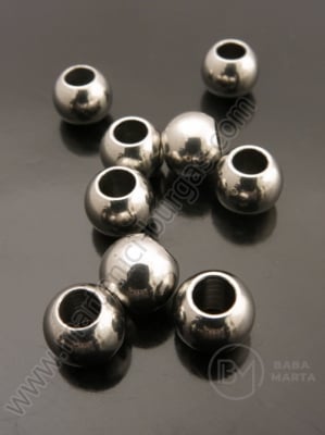 Mărgele 10x8mm OȚEL (304) culoare argintie gaură 5mm 1 buc 309621