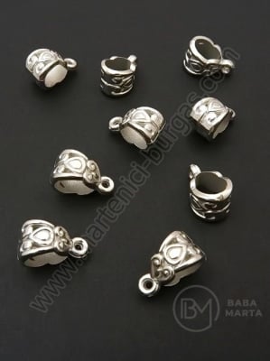 Mărgele SSV 8x13x8mm culoare argintie gaură 5mm 1 pachet 100 buc 318644