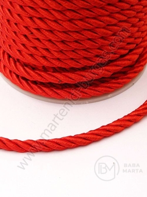 Sfoară de poliester rasucită 5mm roșu 1 metru 441233
