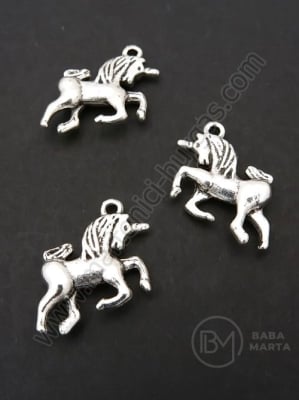 Pandantiv metalic 16x16x4mm culoare unicorn argintie 1 pachet 5 buc 308673