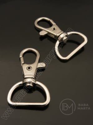 Carabina argintie 37x19mm, gaura 15x7mm, 5 bucati 301523
