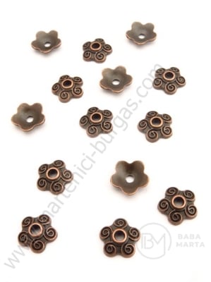 Mărgele florale metallice 10.5x3mm color cuprului 30 buc 308921