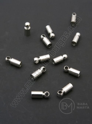 Vârf metalic rotund 8x3mm argintiu, gaură 2.5mm, 20 buc. 301464