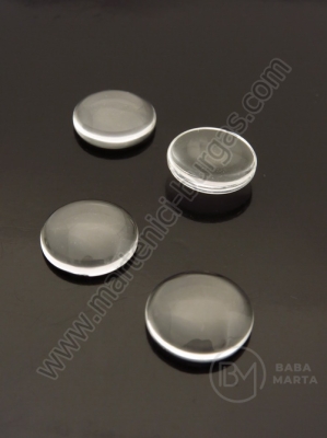 Caboșon rotund din sticlă 8x3mm transparent, pachet de 1, 20 buc. 191086
