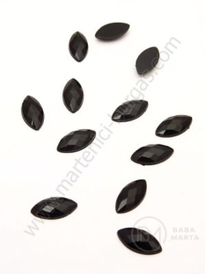 Pietricele acrilice 10x5x2.7mm negre pentru lipit 1 pachet 50 buc 151626