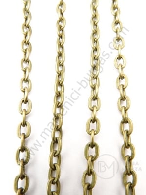 Lanț metalic 5x3.3x0.9mm bronz antic aplatizat 1 metru 301899
