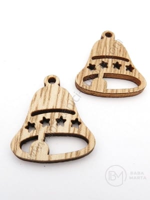 Clopoțel de Crăciun din lemn 31x25x2.5mm gaură 2mm 1 pachet 10 buc 182322