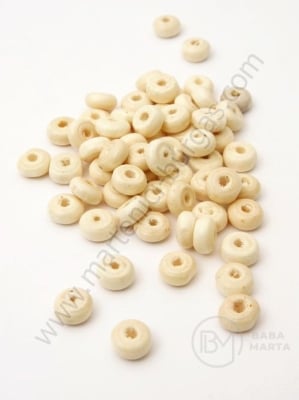 Șaibă din lemn 7x3mm, albă naturală, gaură 2mm, 1 pachet 40g ~650 buc 321217
