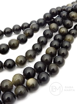 Obsidian cu luciu auriu, bilă de 8mm, 40cm ~47 pieces 1 buc. 352544
