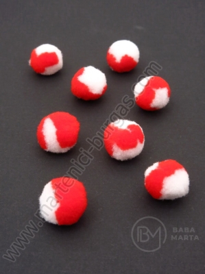 Pompom 15mm alb-roșu calitate 1, 1 pachet, 50 buc. 461210