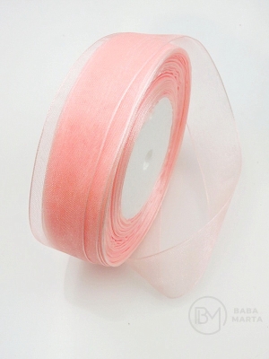 Panglică organza 25mm color peachicii 1 rollă ~45 meters 451672