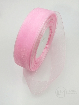 Panglică organza 25mm roz 1 rolă ~45 metri 451673