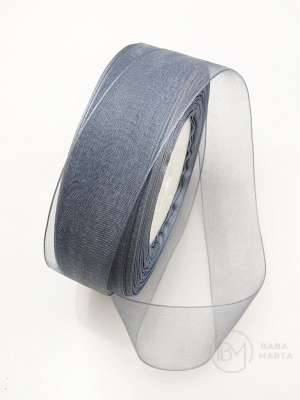 Panglică organza 25mm gri 1 rolă ~45 metri 451679