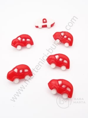 Mașinuță din plastic Nasture 11x17x4mm, gaură roșie 3x2mm, 1 pachet, 20 buc. 121043
