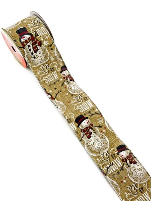 Panglică de pânză de sac cu imprimeu de CRĂCIUN lățime 63mm - lungime ~2,70 metri 462220