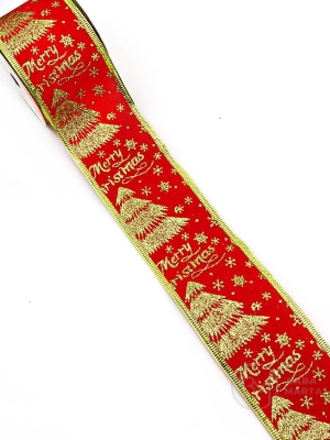 Panglică textilă cu imprimeu de CRĂCIUN lățime 63mm - lungime ~2,70 metri 462226