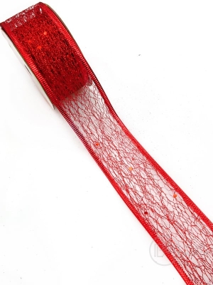 Panglică de brocart roșu, lățime 38mm - lungime ~2,70 metri 462252