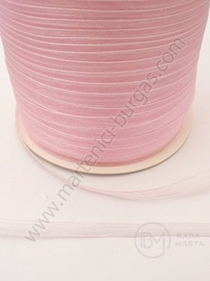Panglică organza ~6mm roz 20 metri 451502