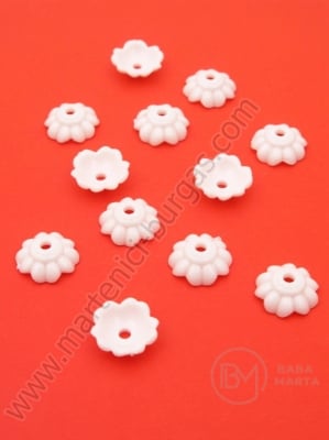Pălărie cu flori 10x4.5mm albă 1 pachet 40g ~380 buc 312064