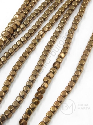 Cub de hematit 3mm, gaură nemagnetică 1mm ~130 buc ~40cm1 greutate 353232