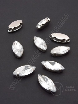 Piatră acrilică 15x7x5mm transparentă în cutie metalică 1 pachet 10 bucăți 151506