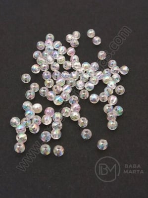 Bilă transparentă 4mm efect AB gaură 1mm 1 paquet 40g ~1530 buc 312545