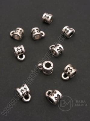 Mărgele metallice 7x10x4mm culoare argintie 1 pachet 10 buc 308941