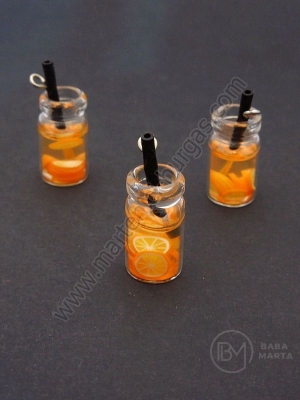 Pandantiv borcan de sticla 18x10mm cu cocktail de fructe 1 pachet 2 bucati 335549
