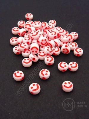 Mărgele 7x3.5mm smile red gaură 1.5mm 1 pachet 40g ~300 buc 312771