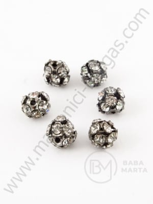 Mărgele metalice cristal grafit 8mm 1 buc 309045