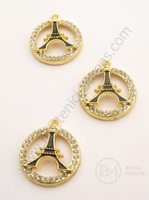 Pandantiv cristal metalic 22x19mm culoare aurie 1 buc 309495