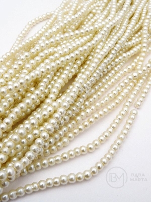 Șir de perle din glass crem 3mm, gaură 1mm ~225 pieces 341079