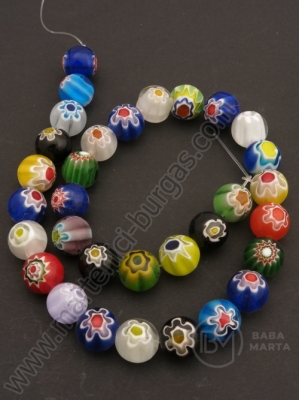 Glob de sticlă Millefiori 12mm cu flori ~32 buc 1 buc 343234