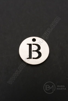 Pandantiv litera B oțel 13x1mm gaură 1.5mm 1 buc 305569