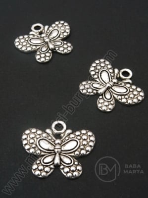 Pandantiv fluture 21x24mm culoare argintie 1 pachet 5 buc 306164