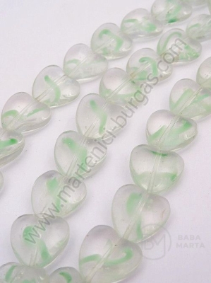 Inimă de sticlă 14mm ~25 bucăți gaură 1.5mm 1 bucată 343615