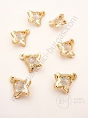 Pandantiv metalic cu cristal 16x13x6mm culoare aurie 1 pachet 10 buc 335451