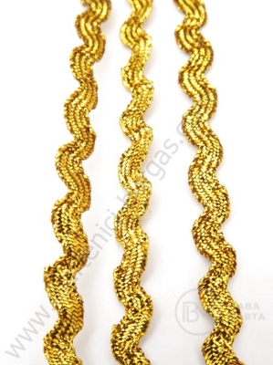 Bandă de șnur 3,5 mm aurie zig-zag ~33 metri 411138