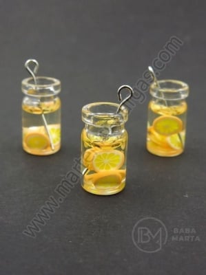 Pandantiv borcan de sticla 18x10mm cu cocktail de fructe 1 pachet 2 bucati 335639
