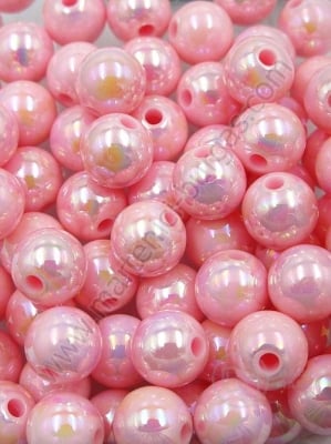 Bilă roz 10mm efect AB gaură 2mm 1 pachet 40g ~75 buc 312854