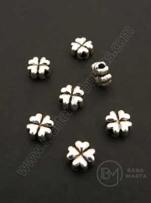 Mărgele metallice trifoi 7.5x4mm color argintie 1 pachet 20 buc 306457