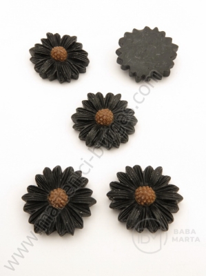 Flori pentru lipit negre 22x7mm tip cabochon 10 buc 121018