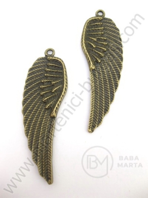 Pandantiv metalic cu pană, bronz antic, 53x17mm, 1 buc. 9561