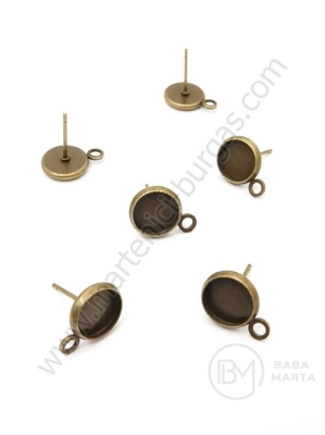 Vârf metalic pentru cercei, bază de încorporare, 8mm, 1 pachet, 10 buc 302098