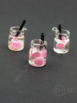 Pandantiv borcan de sticla 14x10mm cu cocktail de fructe 1 pachet 2 bucati 335530