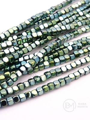 Cub de hematit 3mm, gaură nemagnetică 1mm ~130 buc ~40cm1 greutate 352832