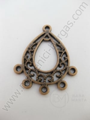 Cercei metallici cu pendantiv din cupru NF 30x25mm. 1 buc. 9555