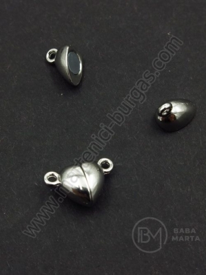 Închizatore magnetică 15x9.5x6mm inimă argintie gaură 1.5mm 1 buc 302213