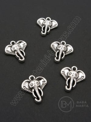 Pandantiv metalic elefant 18x16mm culoare argintie 1 pachet 10 buc 306089